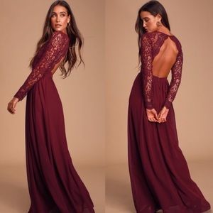 Lulu’s Awaken My Love Red Maroon Maxi Dress